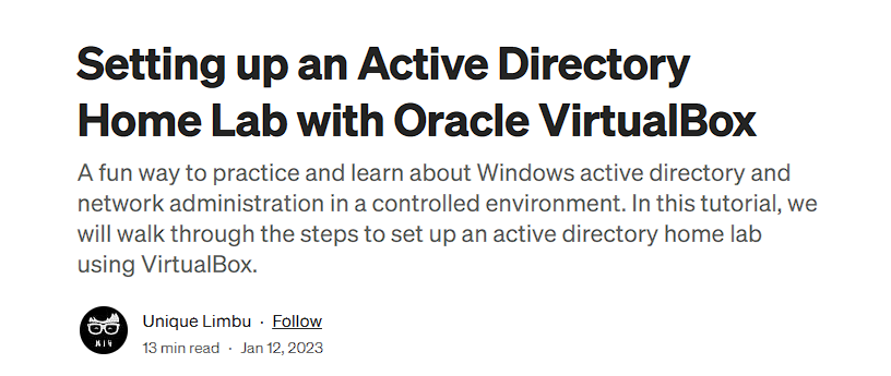 Active Directory Home Lab project by Unique Limbu showcasing virtualized Windows Server environment